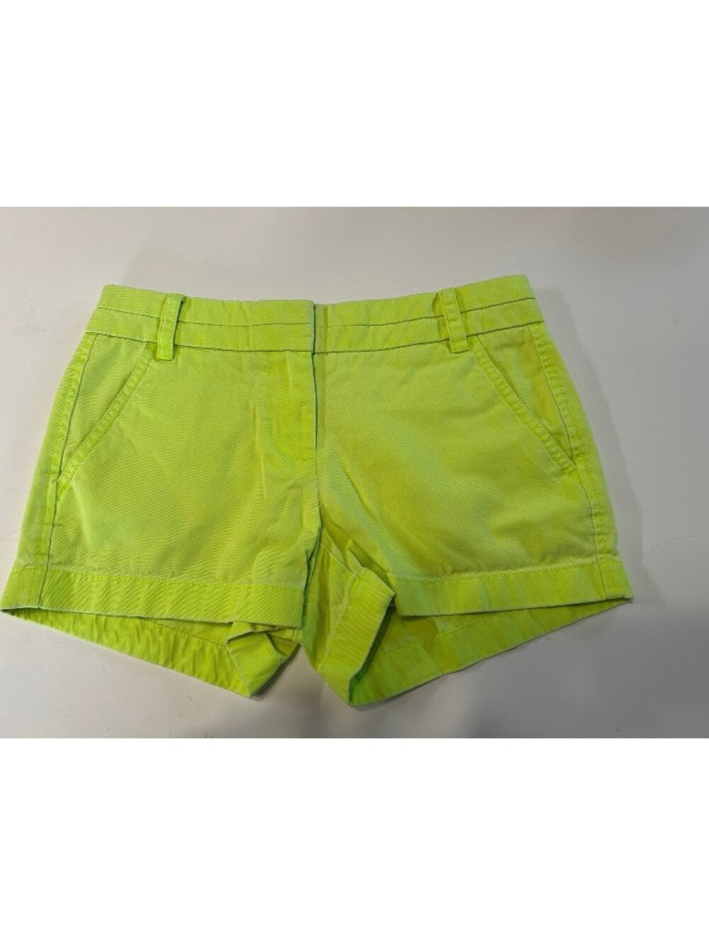 J.Crew Chino Shorts Neon Yellow Size 00 Cotton Twill Bright Summer Casual